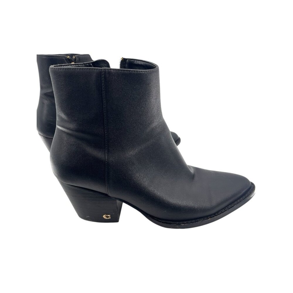COACH Women's Black Leather Side Zip Pacey Pointed Toe Heeled Ankle Boot US 10 - Picture 8 of 9